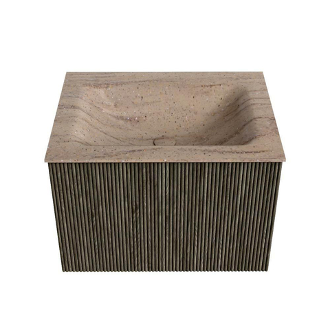 MONDIAZ KURVE-DLUX 60cm badmeubel kleur Shadow met 1 lade en 0 deuren. Wastafel CLOUD Midden 1 kraangat Saba. SW1433410