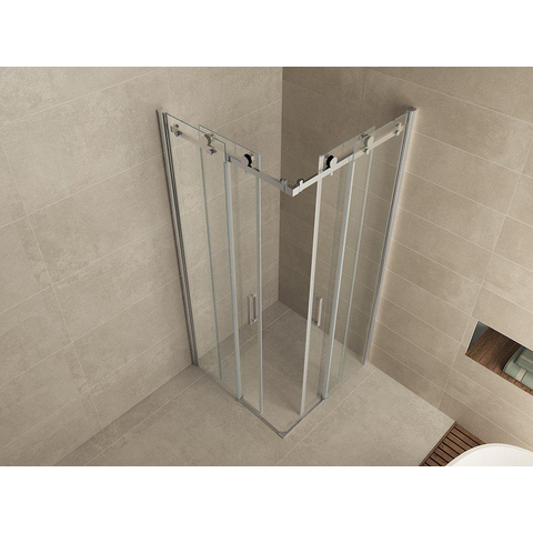 Wiesbaden Entra Hoekinstap cabine - met 2 schuifdeuren - 90x90x200cm - 8mm - nano helder glas - chroom SW295936