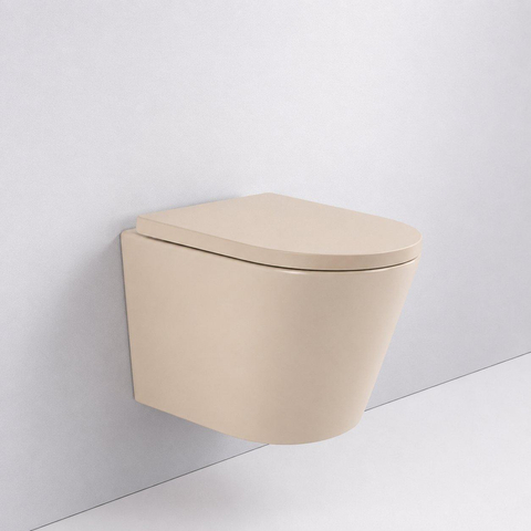 QeramiQ Dely WC suspendu - 36.3x51.7cm - à fond creux - sans bride - avec abattant 35mm softclose - beige SW1030607