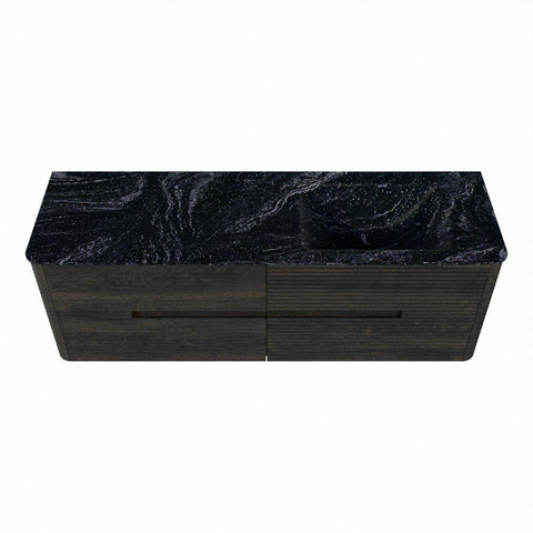 Mondiaz CIRO-DLUX Meuble de salle de bains - 150x45x50cm - Plan-vasque solid surface Lava - 1 vasque à droite - 1 trou de robinet - 4 tiroirs - Shadow SW1532484
