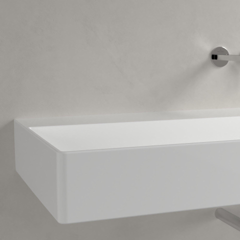 Villeroy & Boch memento 2.0 wastafel - voor handdoekhouders - 120x47cm - zonder overloop - zonder kraangat CeramicPlus - White Alpine (glans wit) SW336041