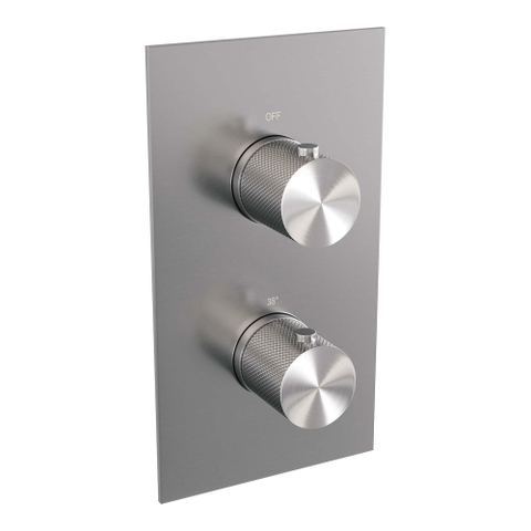Brauer Douche pluie encastrable brossé - douche principale 20cm - bouton sculpté - douchette ronde 3 positions - PVD - inox brossé SW716118