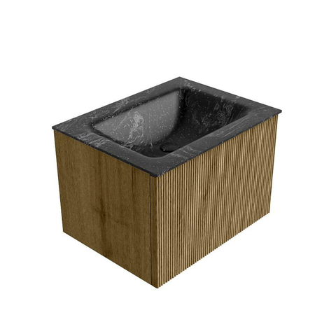 Mondiaz KURVE-DLUX Ensemble de meuble de salle de bains - 60x46x40cm - 1 tiroir - vasque solid surface - centrale - sans trou de robinet - Dusk SW1415224