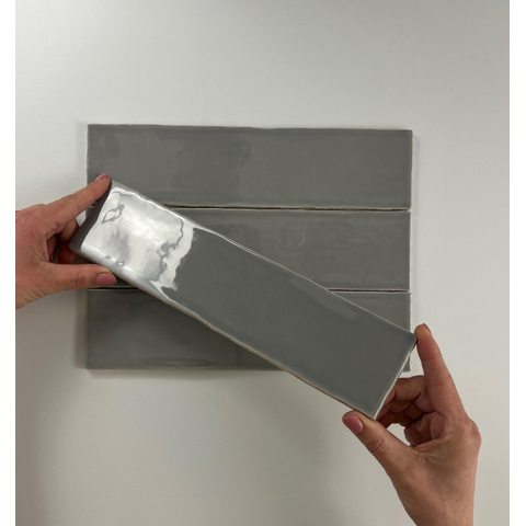 ÉCHANTILLON Terravito Pavero carreau mural - 7.5x30cm - 8.6mm - Rectangulaire - Gris brillant SW736234