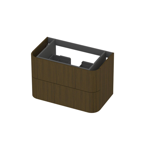 INK Concept R Wastafelonderkast - 80x45x52cm - 2 lades - opliggende grepen - afgeronde hoeken - MDF - shadow veneer SW1405494