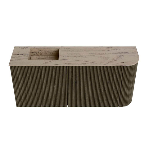 Mondiaz JOYA-DLUX Meuble de salle de bains 91,6cm - arrondi droit couleur Shadow - Vasque FAYE position Gauche Sans trou de robinet couleur Arena SW1424828
