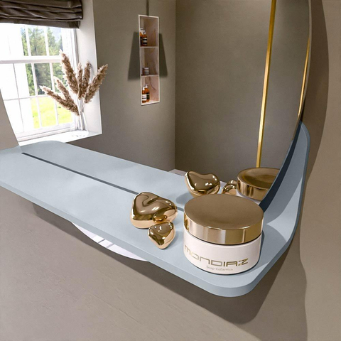 Mondiaz SPOT miroir – Ø 50 cm – avec tablette – Clay (brun) SW1235504