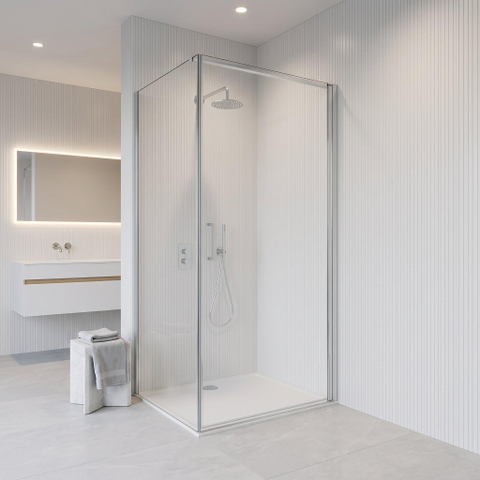 Fortifura Galeria Cabine de douche - 90x100cm - profilé - verre de sécurité - anti-calcaire - Chrome SW1224943