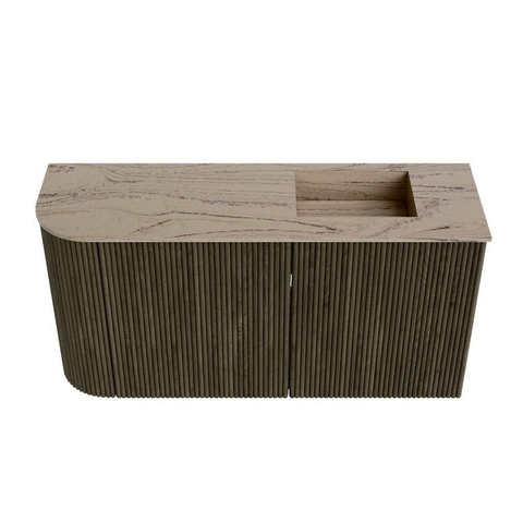 Mondiaz JOYA-DLUX Meuble de toilette 81,6 cm - arrondi gauche couleur Shadow - Lavabo FAYE position Droite Sans trou de robinet couleur Arena SW1424838