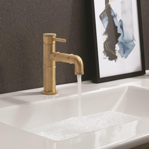 Crosswater MPRO INDUSTRIAL Wastafelkraan - 15.9cm - 1 gats uitloop - 11.2cm geborsteld messing living colours - geborsteld messing (goud) SW451389