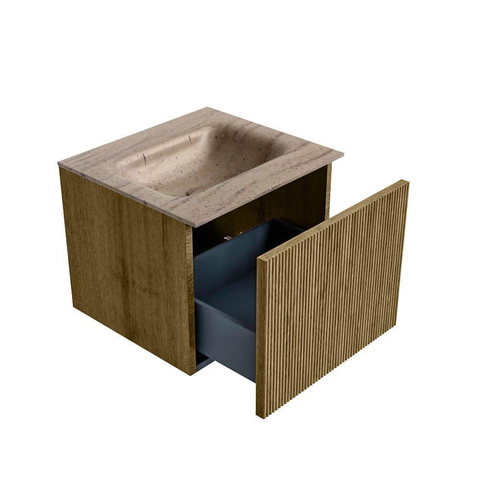 MONDIAZ KURVE-DLUX Meuble de salle de bains 50cm couleur Dusk avec 1 tiroir et 0 porte. Lavabo GRUNNE Central 1 trou de robinet Saba. SW1433308