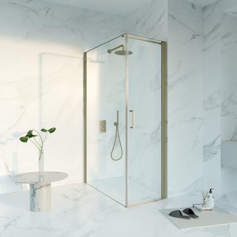 FugaFlow Eccelente Cabine de douche en verre - 60x120x200 - Profil en verre de sécurité - anti-calcaire - Laiton brossé PVD (Or) SW1451404