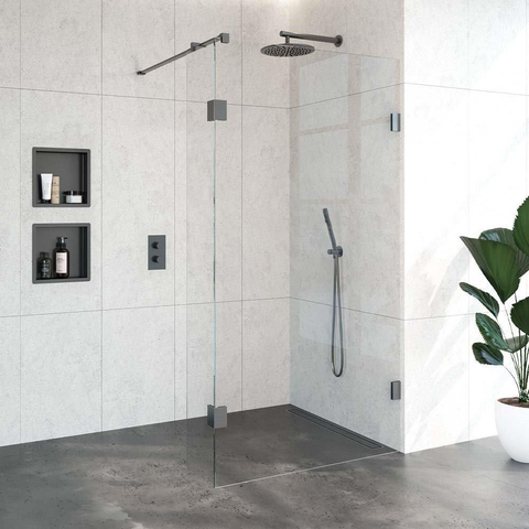BRAUER Void paroi de douche à l'italienne verre clair 110x200 avec paroi latérale 30 incl. traitement anticalcaire PVD gunmetal brossé SW723943