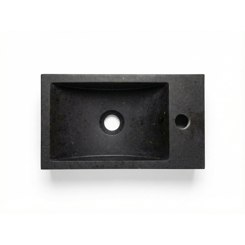 FugaFlow Eccelente Arredo Ensemble meuble WC - 40x65cm - 1 porte - 1 trou de robinet - droit - lave-mains pierre naturelle foncé - noyer SW1522182