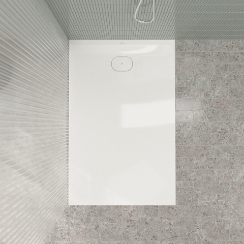 Villeroy & Boch Ecora douchebak - 140x90x3.5cm - afvoer korte zijde - white alpine (wit) SW1558905
