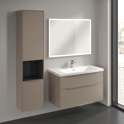 Villeroy & Boch Subway 3.0 Hoge kast - 171x40x36.2cm - 2 deuren - taupe SW797316