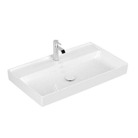 Villeroy & Boch Collaro meubelwastafel - 80x47cm - zonder overloop - 1 kraangat CeramicPlus - White Alpine (glans wit) SW358375
