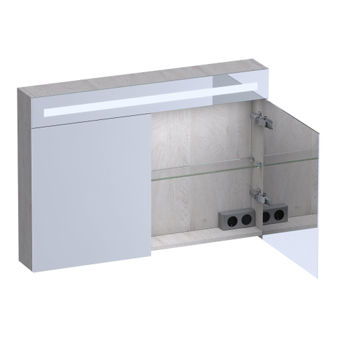 BRAUER Promise Deluxe armoire de toilette - 100x70x15cm - avec éclairage - 2 portes miroir double face - Forest Seashell SW1203694