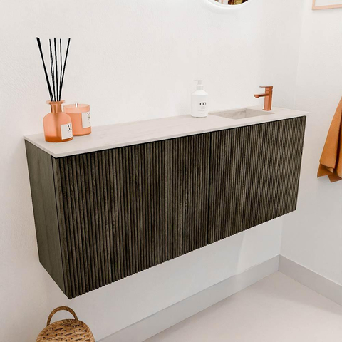 Mondiaz JOYA-DLUX 100cm toiletmeubel - kleur Shadow - Wastafel FAYE positie Rechts 1 kraangat kleur Meli. SW1424887