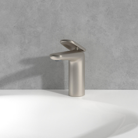 Villeroy & Boch Antao 1 greeps wastafelkraan - 140mm - met push open afvoergarnituur - Brushed Nickel (rvs) SW974161