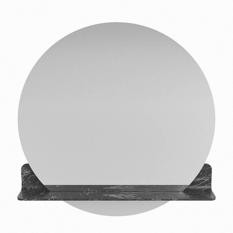 Mondiaz SPOT spiegel – Ø80 cm – met planchet – Lava (zwart marmer) SW1235646