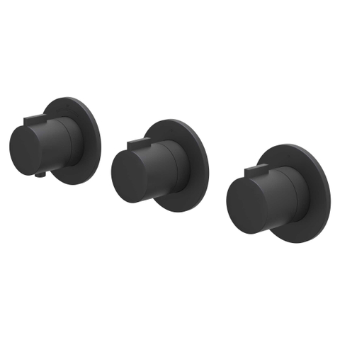 IVY Pact Ensemble de douche de pluie - encastré - symmetry - 2 robinets d'arrêt - bras de plafond 30 cm - douche de tête medium 20 cm - support avec sortie - flexible de douche 150 cm - douchette 3 jets - Noir mat PED SW1036947