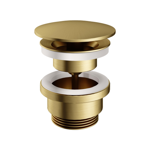 Hotbath Mate Always open plug - met schroef rond - PVD - messing geborsteld (goud) SW230422