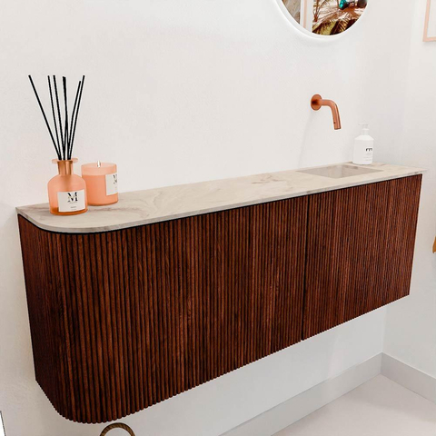 Mondiaz JOYA-DLUX 111.6cm toiletmeubel - ronding links kleur Ruby - Wastafel FAYE positie Rechts Zonder kraangat kleur Frappe. SW1423562