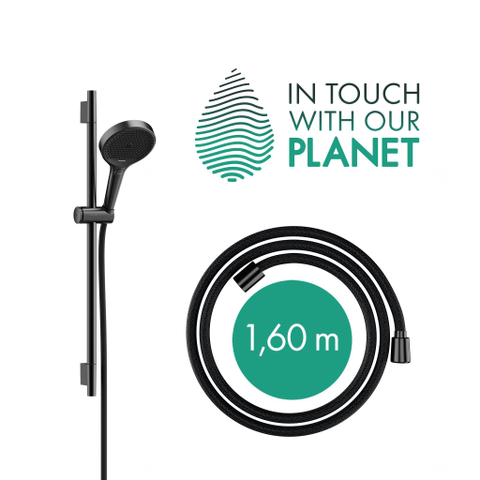 Hansgrohe RainFinity Doucheset - 130 - 3jet - ecosmart S Puro - 65cm Designflex - doucheslang - 160cm - zwart chroom SW918411