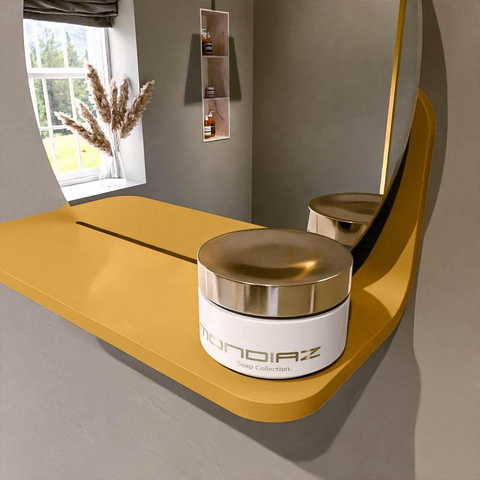 Mondiaz SPOT miroir – Ø 30 cm – avec tablette – Ocher (jaune) SW1235559