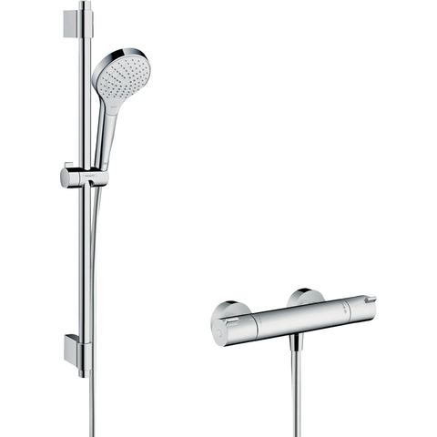 Hansgrohe Croma select s Douchesysteem - met Ecostat - 1001 CL douchekraan - thermostatisch - 72cm renovatiesetch - thermostaat - chroom SW213553