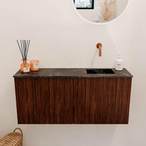Mondiaz JOYA-DLUX 90cm toiletmeubel - kleur Ruby - Wastafel FAYE positie Rechts Zonder kraangat kleur Lava. SW1423634