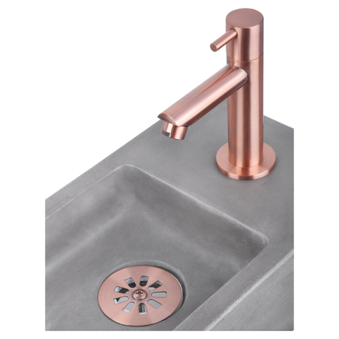 Differnz Ravo fonteinset – 38.5x18.5x9 cm – beton licht grijs – rechte koperen kraan SW705300