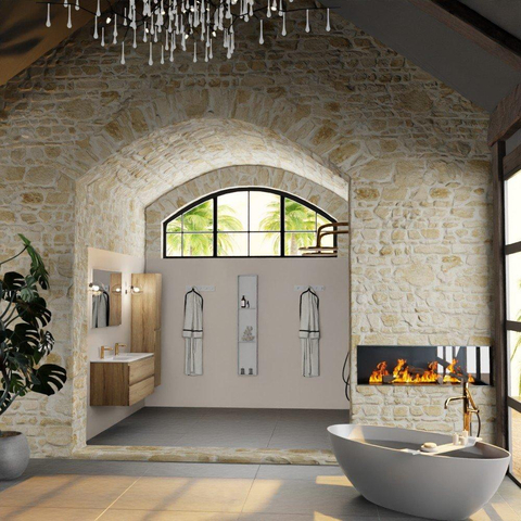 Mondiaz Aivy ensemble de meuble de salle de bain - 120x45x50cm - 2 trous de robinet - 2 vasques talc Céramique - Gauche et droite - 2 tiroirs - Avec miroir - Mélamine Chai SW892469