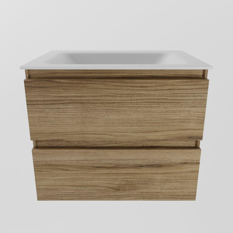 Mondiaz AIVY Ensemble de meuble - 60x45x50cm - 0 trous de robinet - 1 vasque Talc Solid surface - Centre - 2 tiroirs - avec miroir - Melamine Chai SW892413
