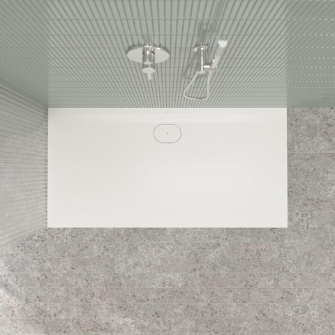 Villeroy & Boch Ecora douchebak - 160x80x3.5cm - afvoer lange zijde - stone white (wit) SW1558933