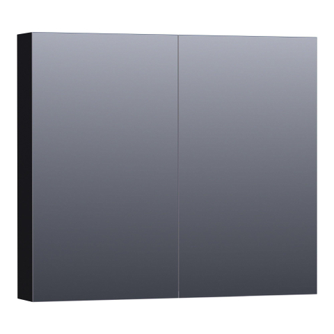 BRAUER Impress spiegelkast – 80x70x15 cm – 2 deuren, dubbelzijdige spiegeldeuren – Zwart mat SW392898