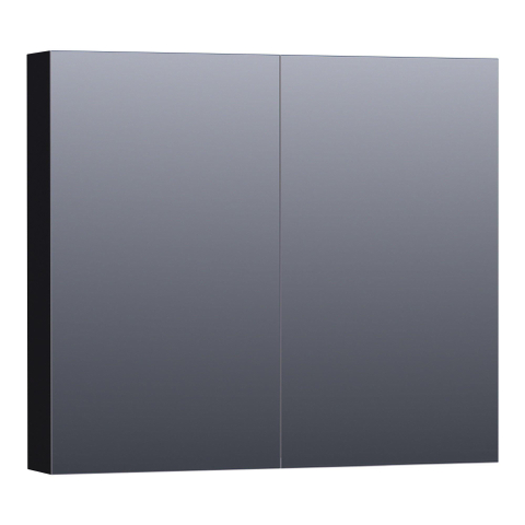 Saniclass Plain Spiegelkast - 80x70x15cm - 2 links/rechtsdraaiende spiegeldeuren - MDF - mat zwart SW392898