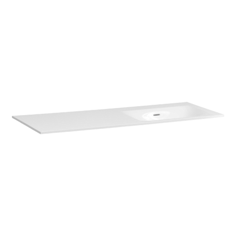 BRAUER Glacier lavabo asymétrique 120x46x2cm - 1 bassin - à droite 0 trous de robinet - fine stone - blanc brillant SW208933