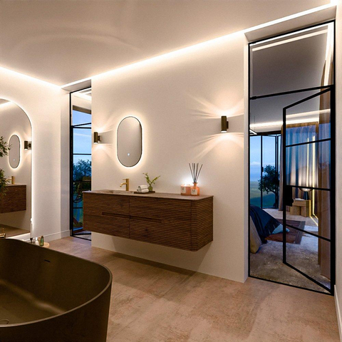 Mondiaz CIRO-DLUX Badkamermeubelset - 170x45x50cm - Solid surface wastafel Oza - 1 wasbak Links - 1 kraangat - 4 lades - Dusk SW1533297
