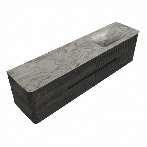Mondiaz CIRO-DLUX Badkamermeubelset - 190x45x50cm - Solid surface wastafel Glace - 1 wasbak Rechts - zonder kraangaten - 4 lades - Shadow SW1532243
