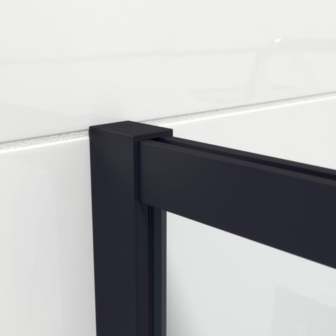 Saniclass Bellini Inloopdouche 100x200cm windows frame buitenzijde anti kalk mat zwart SHOWROOMMODEL SHOW23457