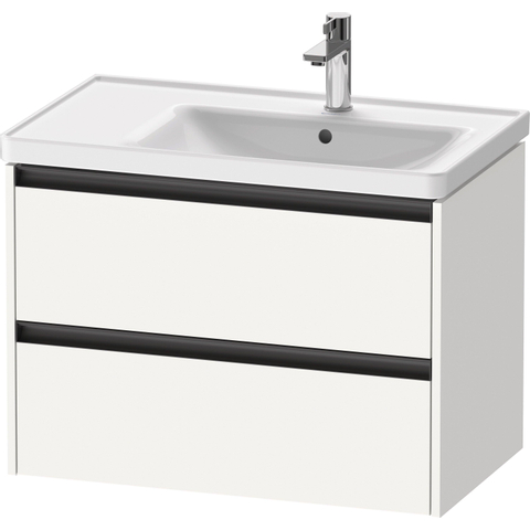 Duravit Ketho.2 Wastafelonderbouwkast - met 2 laden - voor waskom rechts - 78.4x45.5x54.9cm - met grepen antraciet - wit mat SW772349