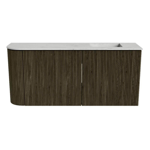Mondiaz JOYA-DLUX Meuble de salle de bains - 91,6cm - arrondi gauche couleur Shadow - Vasque FAYE position Droite Sans trou de robinet couleur Opalo SW1422972