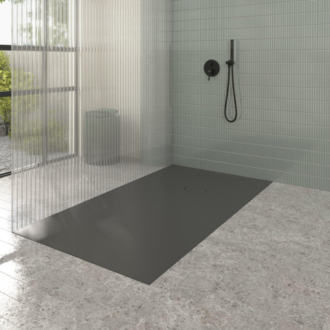 Villeroy & Boch Ecora douchebak - 180x100x4.5cm - afvoer korte zijde - anthracite (antraciet) SW1558937