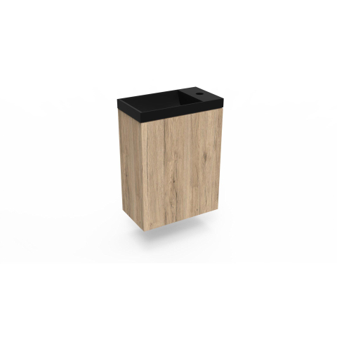 Arcqua Luna Ensemble fontaine 54.3x39.7x21.8cm Canyon Oak avec fontaine marbre sans trop-plein mat noir SW519665