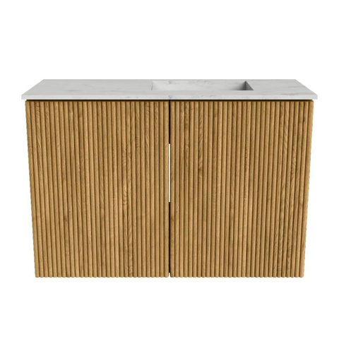 Mondiaz JOYA-DLUX 60cm toiletmeubel - kleur Oak - Wastafel FAYE positie Rechts 1 kraangat kleur Opalo. SW1422099