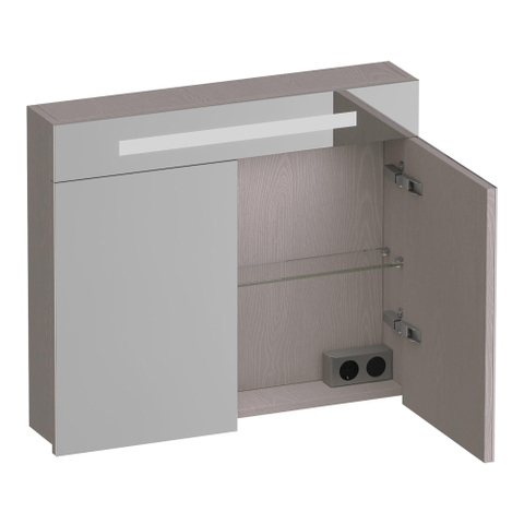 BRAUER Promise armoire de toilette – 80 x 70 x 15 cm – LED directe en haut – 2 portes – Timber Greige SW1203782