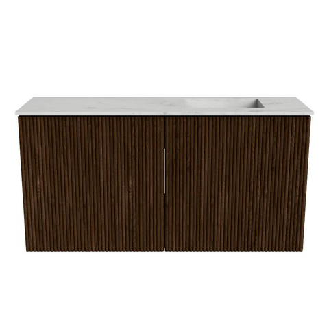 Mondiaz JOYA-DLUX 80cm meuble de salle de bains - couleur Walnut - Vasque FAYE position Droite Sans trou de robinet couleur Opalo. SW1422524