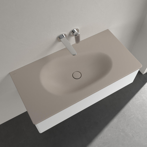 Villeroy & Boch Antao meubelwastafel - 100x50cm - zonder kraangat - zonder overloop CeramicPlus - mat almond (beige) SW917887